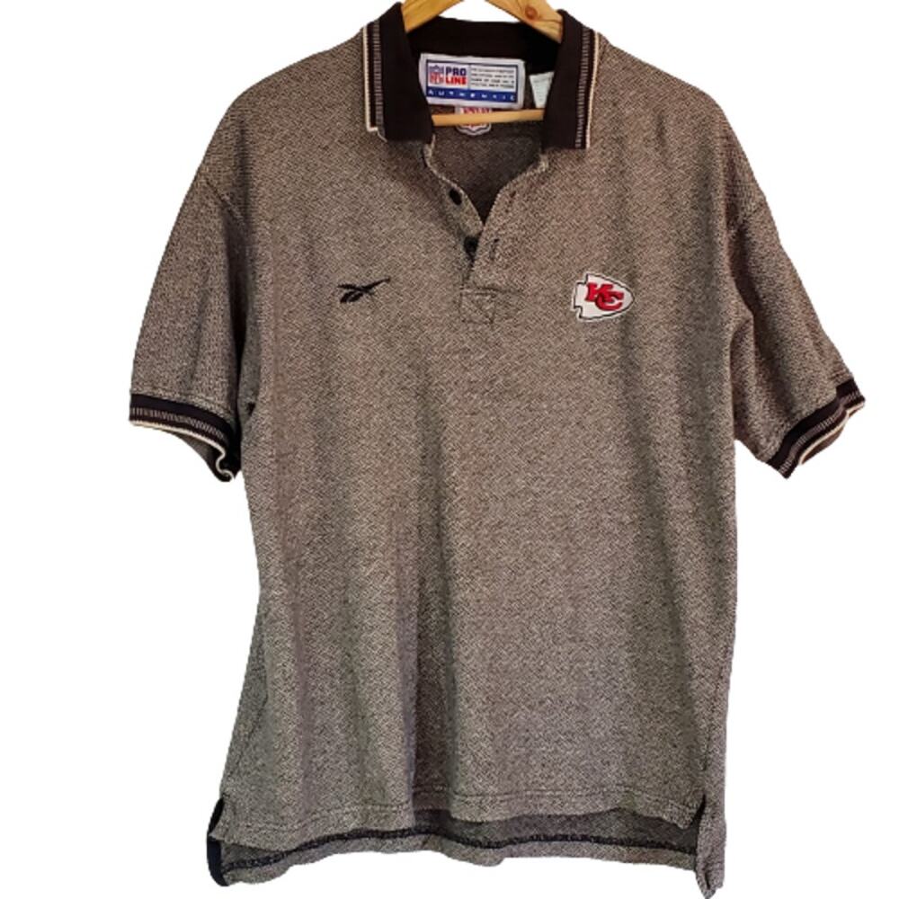 NFL Pro Line Brown Tan Embroidered Logo Short Sleeve Polo Red Friday Apparel M